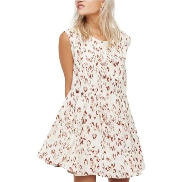 FREE PEOPLE Fake‎ Love Sleeveless Open Back Mini Dress in Ivory Combo - Picture 1 of 6